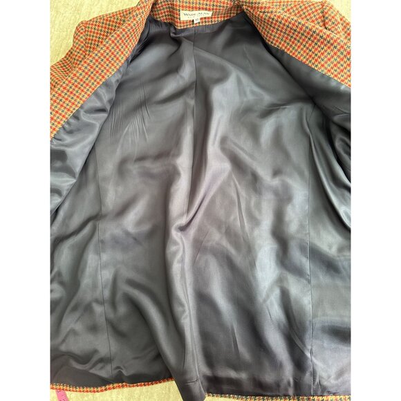 VTG 60s 70s Wool Blend Blazer Jacket Fall Winter Houndstooth Academia Women's 10 - Picture 6 of 8